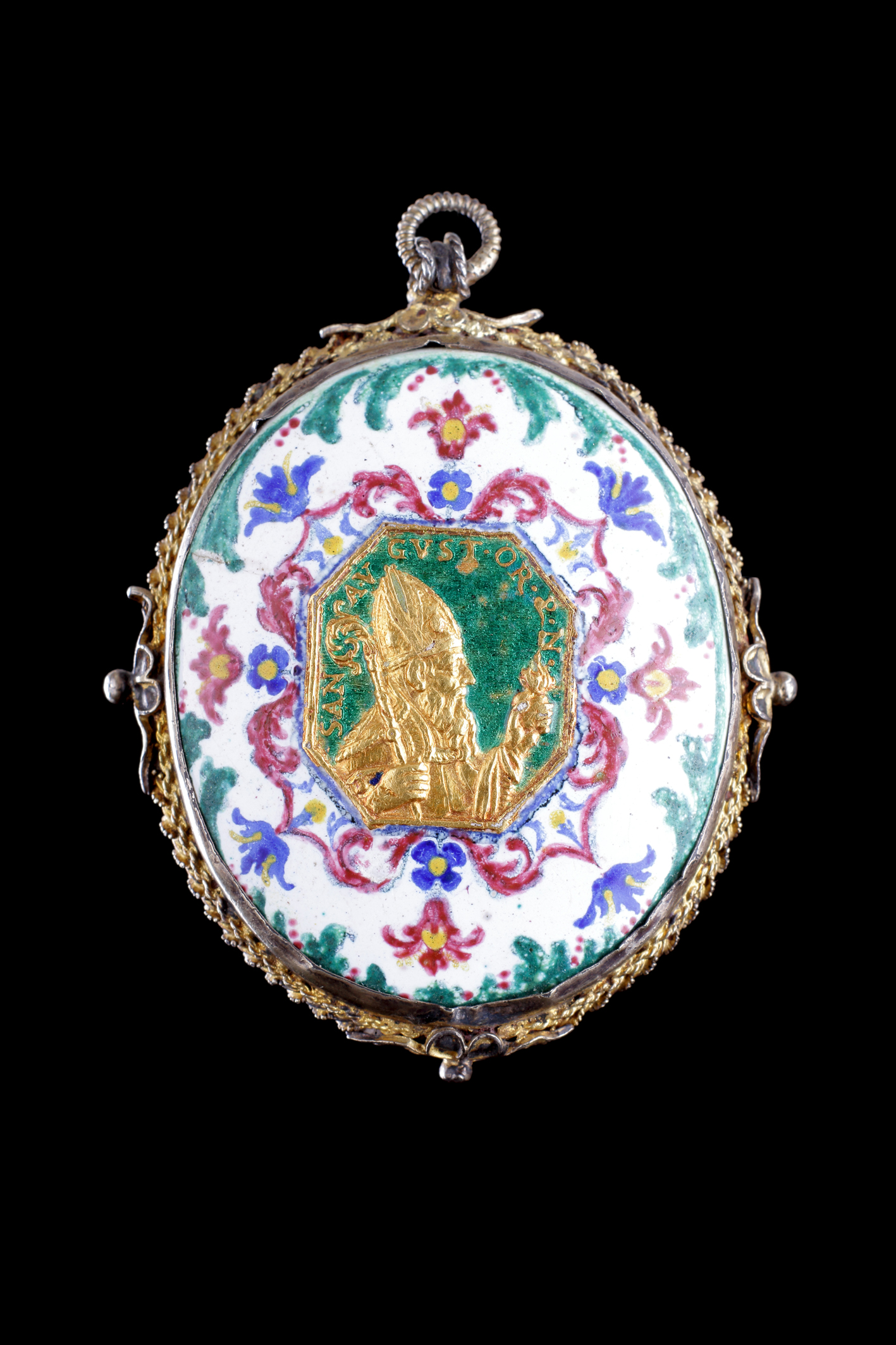 A Rare Berlin Silver Gilt Mounted Rock Crystal and Enamel Pendant 
